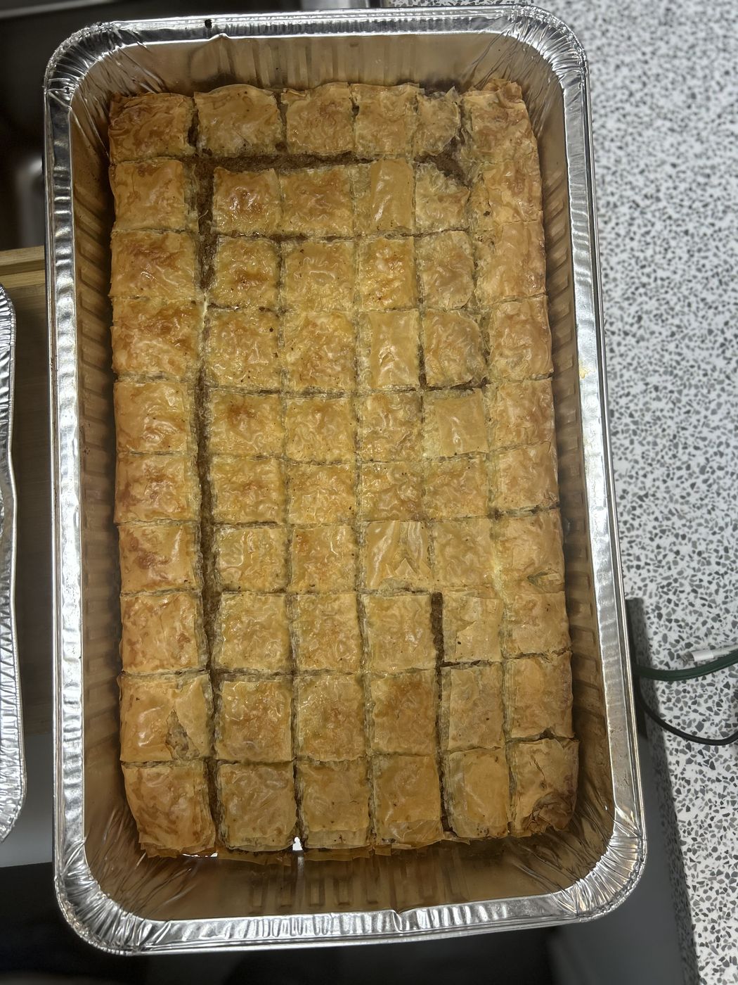 A catering tray of baklava